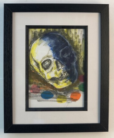 Dessin intitulée "Crâne au points" par Tristan Morlet, Œuvre d'art originale, Marqueur