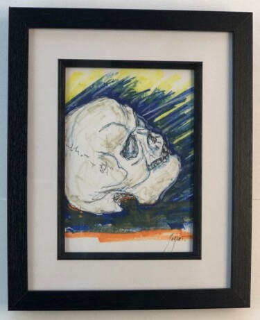 "Crâne bleu" başlıklı Resim Tristan Morlet tarafından, Orijinal sanat, Işaretleyici