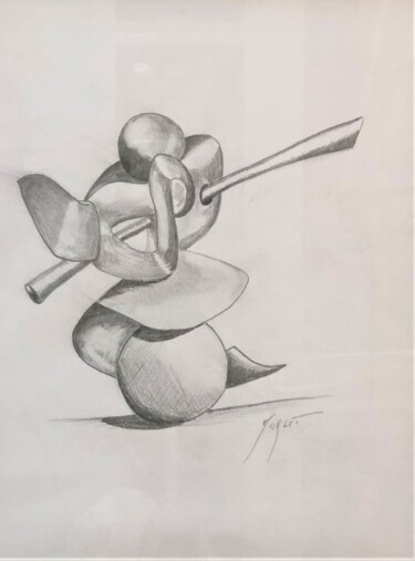 Drawing titled "L'équilibriste" by Tristan Morlet, Original Artwork, Pencil