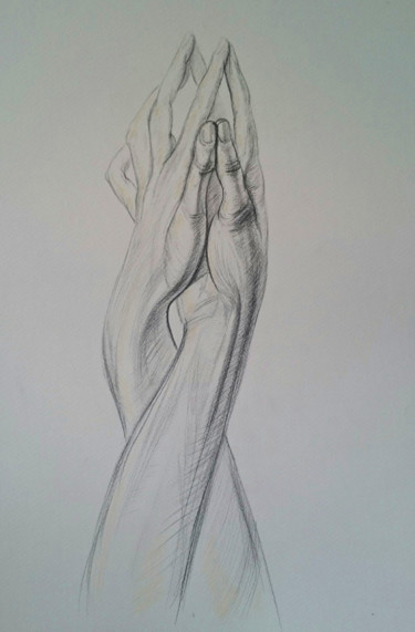 Drawing titled "hands-1" by Katerina Evgenieva, Original Artwork, Pencil