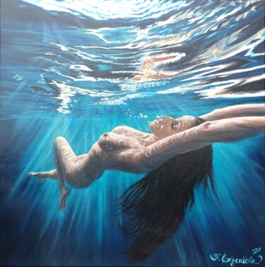 Painting titled "Under Water inspira…" by Katerina Evgenieva, Original Artwork, Oil