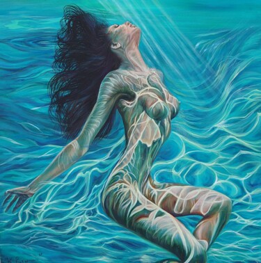 Pintura intitulada "Under Water inspira…" por Katerina Evgenieva, Obras de arte originais, Óleo