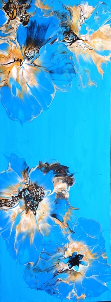 Peinture intitulée "Blue Flowers" par Katerina Evgenieva, Œuvre d'art originale, Acrylique