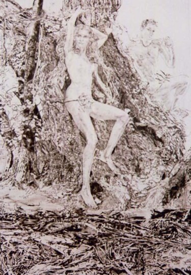 Druckgrafik mit dem Titel "Adam And Eva" von Katerina Evgenieva, Original-Kunstwerk