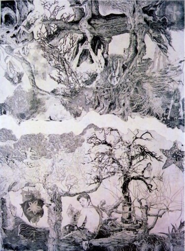 Incisioni, stampe intitolato "Reincarnation ,Mela…" da Katerina Evgenieva, Opera d'arte originale