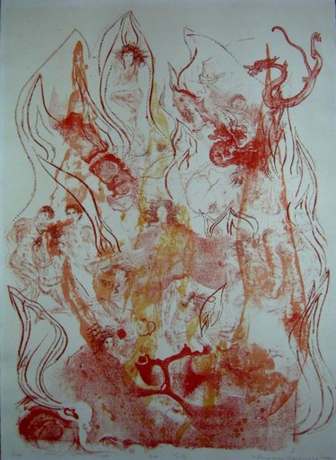 Painting titled "Fire" by Katerina Evgenieva, Original Artwork