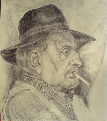 Drawing titled "Portrete Of Artist" by Katerina Evgenieva, Original Artwork