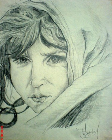 Drawing titled "Nomad Woman" by Katerina Evgenieva, Original Artwork