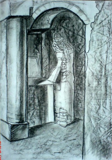 Drawing titled "In The Cherch 1" by Katerina Evgenieva, Original Artwork