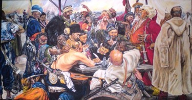 Malerei mit dem Titel "Zaporozhsky Cossack…" von Katerina Evgenieva, Original-Kunstwerk