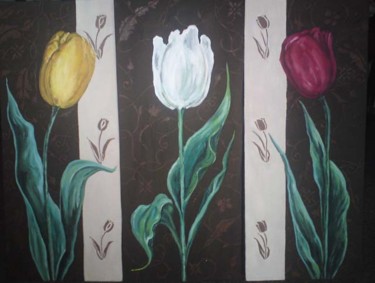 Pittura intitolato "Tulips" da Katerina Evgenieva, Opera d'arte originale