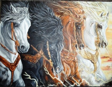 Painting titled "the-four-horsemen-o…" by Katerina Evgenieva, Original Artwork