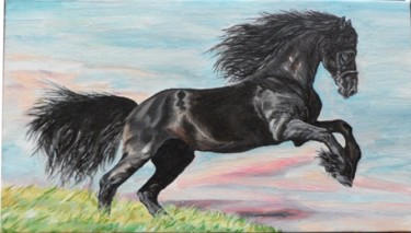 Painting titled "Arabian Horse 1" by Katerina Evgenieva, Original Artwork