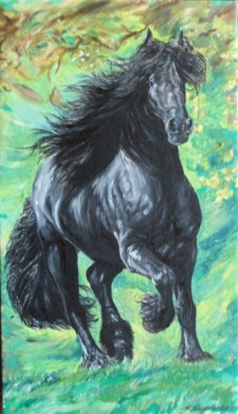 Painting titled "Arabian Horse 2" by Katerina Evgenieva, Original Artwork