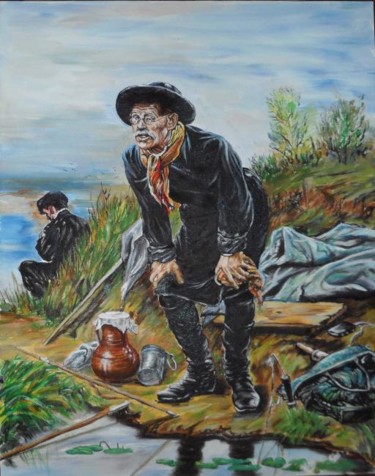 Malerei mit dem Titel "Fisherman by Perov" von Katerina Evgenieva, Original-Kunstwerk