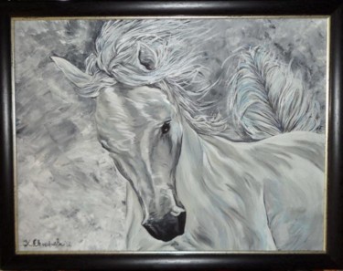 Pittura intitolato "White hors 2" da Katerina Evgenieva, Opera d'arte originale
