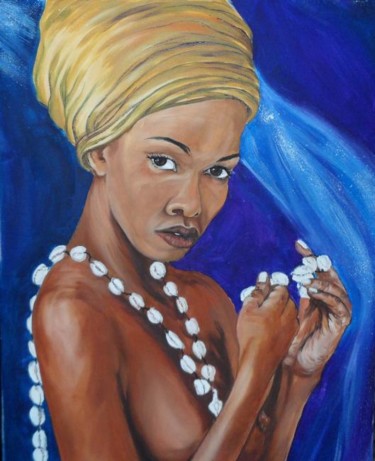 Peinture intitulée "African woman ditail" par Katerina Evgenieva, Œuvre d'art originale