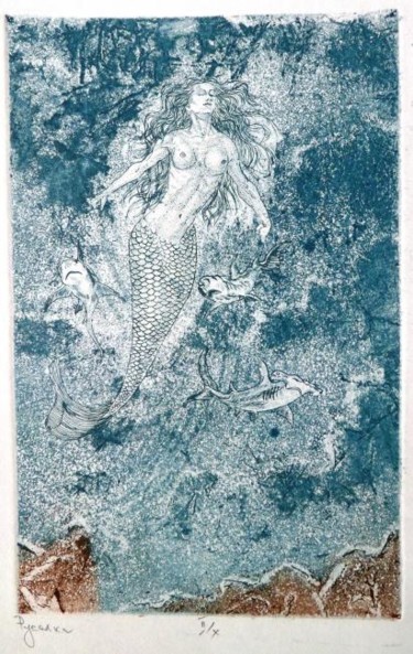 Incisioni, stampe intitolato "Naiad" da Katerina Evgenieva, Opera d'arte originale, Acquaforte