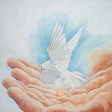 Painting titled "Bird in hands" by Katerina Evgenieva, Original Artwork