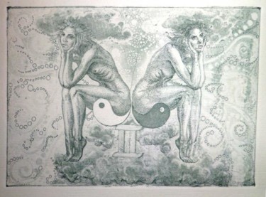 Gravures & estampes intitulée "Gemini" par Katerina Evgenieva, Œuvre d'art originale