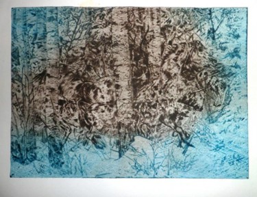 Wild horses to the forest Gravures & estampes intitulée "Wild horses to the…" par Katerina Evgenieva, Œuvre d'art originale, Gravure