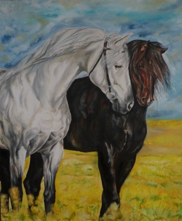 Painting titled "Horses love" by Katerina Evgenieva, Original Artwork