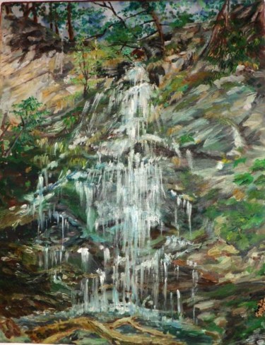 Painting titled "Waterfall" by Katerina Evgenieva, Original Artwork