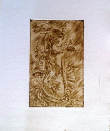Printmaking titled "Dragon 4" by Katerina Evgenieva, Original Artwork, Engraving