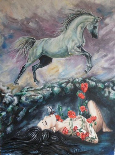 Painting titled "Dreamer" by Katerina Evgenieva, Original Artwork, Oil