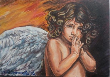 Painting titled "Little angel" by Katerina Evgenieva, Original Artwork, Oil