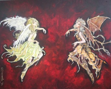 Pittura intitolato "Fantazy angels" da Katerina Evgenieva, Opera d'arte originale