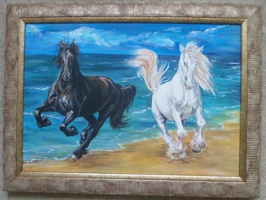 Pintura intitulada "Gusty gallop" por Katerina Evgenieva, Obras de arte originais