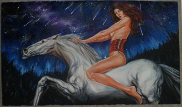 Peinture intitulée "throes of riding" par Katerina Evgenieva, Œuvre d'art originale, Autre