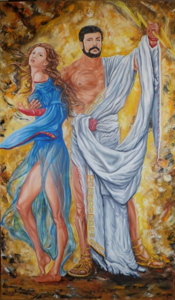 Painting titled "Zeus and Hera" by Katerina Evgenieva, Original Artwork, Oil