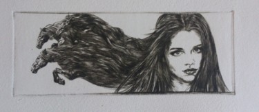 Printmaking titled "Elan hair" by Katerina Evgenieva, Original Artwork, Engraving