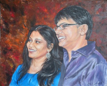 Painting titled "Indian couple" by Katerina Evgenieva, Original Artwork, Oil