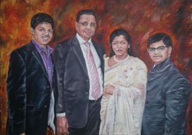 Painting titled "Indian family" by Katerina Evgenieva, Original Artwork, Oil