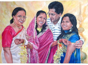 Painting titled "Indian family 2" by Katerina Evgenieva, Original Artwork, Oil