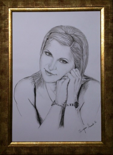 Disegno intitolato "Girl drawing 2" da Katerina Evgenieva, Opera d'arte originale, Altro