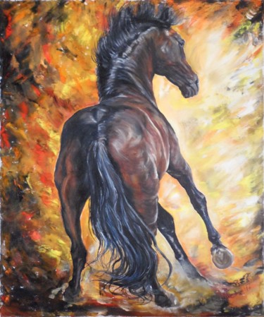 Pittura intitolato "Stallion 1" da Katerina Evgenieva, Opera d'arte originale, Olio