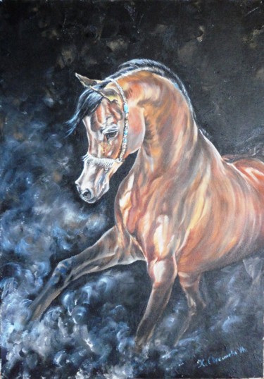 Peinture intitulée "Stallion 2" par Katerina Evgenieva, Œuvre d'art originale, Autre