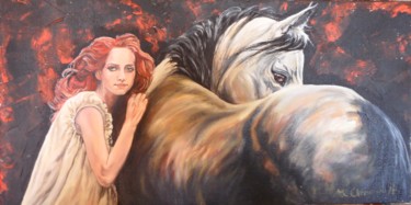 Schilderij getiteld "Redhead" door Katerina Evgenieva, Origineel Kunstwerk, Olie