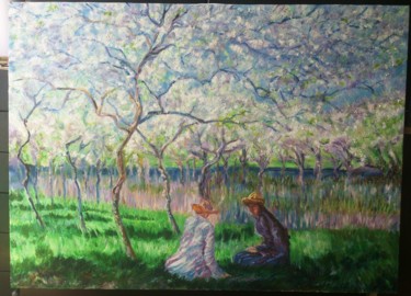 Pintura intitulada "To the orchard" por Katerina Evgenieva, Obras de arte originais, Óleo