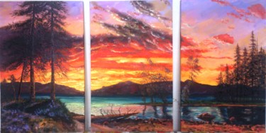 Painting titled "Sunset" by Katerina Evgenieva, Original Artwork, Oil