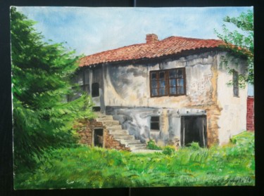 Painting titled "Old house" by Katerina Evgenieva, Original Artwork, Oil