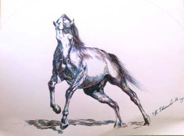 Dessin intitulée "Horse-5" par Katerina Evgenieva, Œuvre d'art originale, Encre