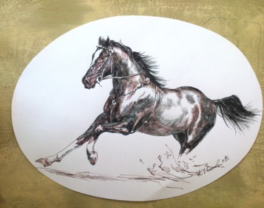 Dessin intitulée "Horse-6" par Katerina Evgenieva, Œuvre d'art originale, Encre