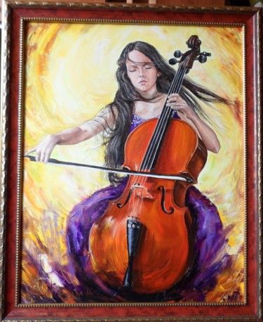 Peinture intitulée "Cellist" par Katerina Evgenieva, Œuvre d'art originale, Huile