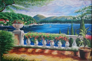 Malarstwo zatytułowany „Terrace overlooking…” autorstwa Katerina Evgenieva, Oryginalna praca, Olej