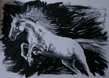 Drawing titled "Horse 10" by Katerina Evgenieva, Original Artwork, Ink